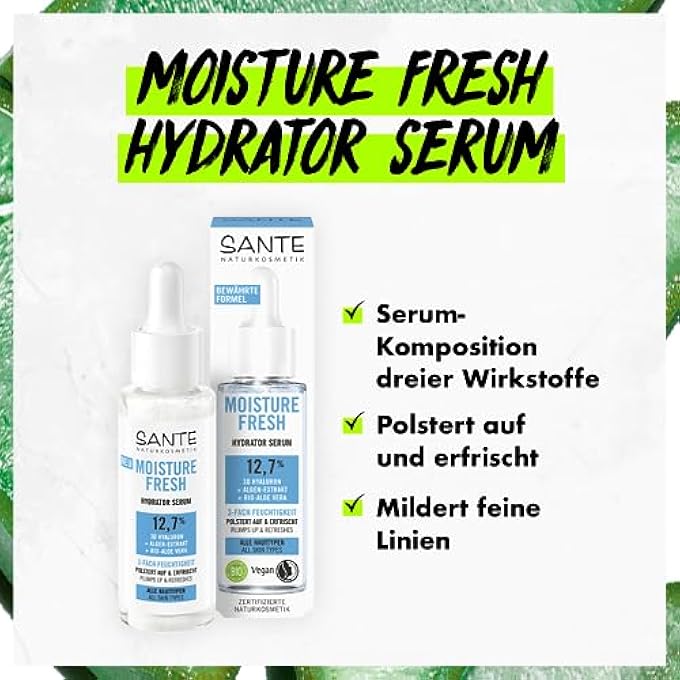 Sante SERUM WITH 3D HYALURON, ALGAE EXTRACT & ORGANIC ALOE VERA, FOR INTENSELY HYDRATED, REFRESHED AND PLUMPED SKIN, MOISTURE FRESH HYDRATOR SERUM, 30 ML - Image 2